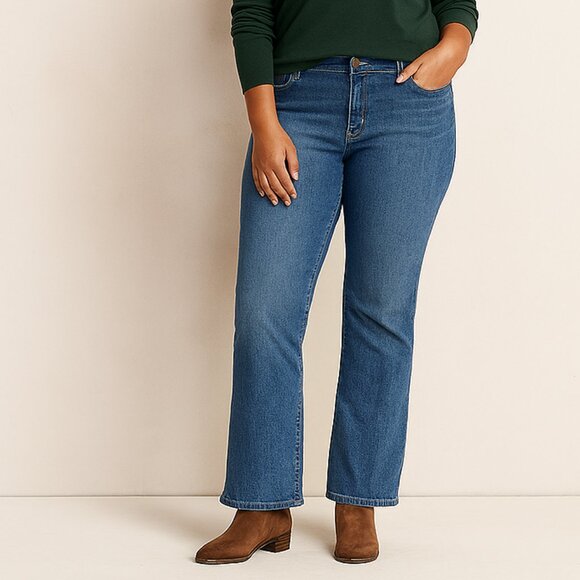 Lands' End Women's Original Fit Modern Waist Boot Leg Medium Wash Jeans Size 16P - Picture 2 of 7